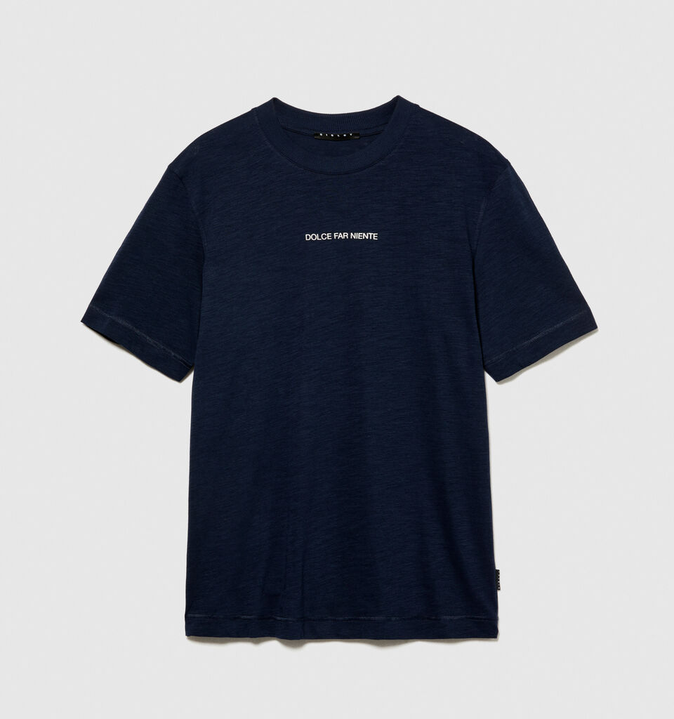 T-shirt with print in organic cotton - men's short sleeve t-shirts - Dark Blue | Sisley image number 6